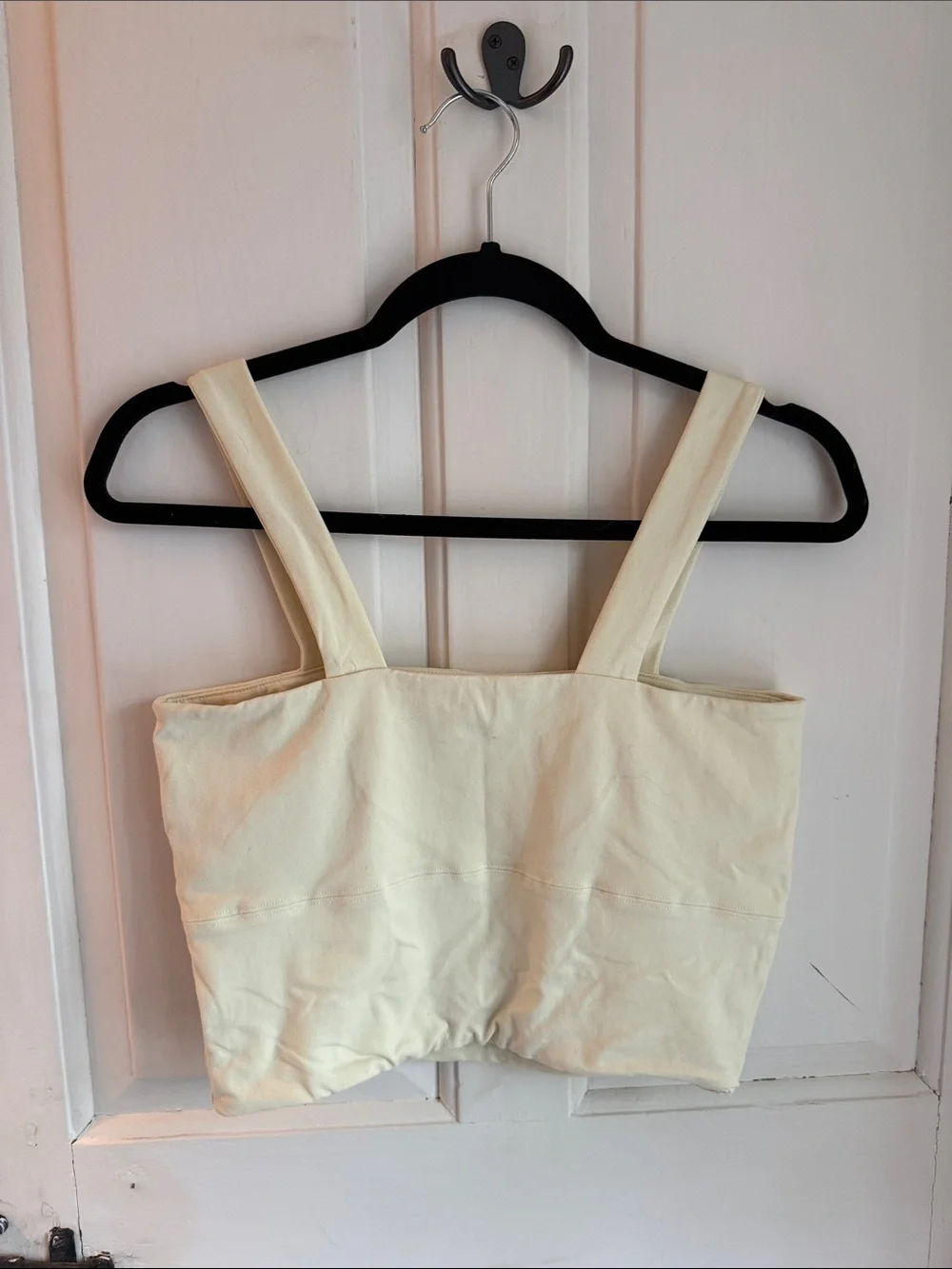 David Lerner Cream Square-Neck Crop Top with Wide Straps